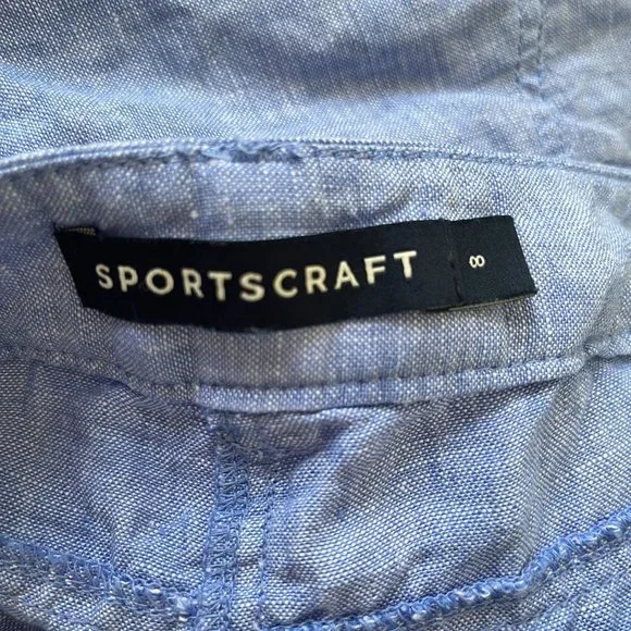 Sportscraft Ladies Light Blue Casual Linen Shorts Size 8 - Picture 12 of 14